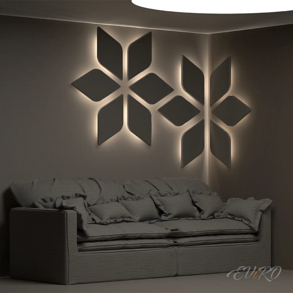 Световая гипсовая 3D панель EViRO Световые ромбы