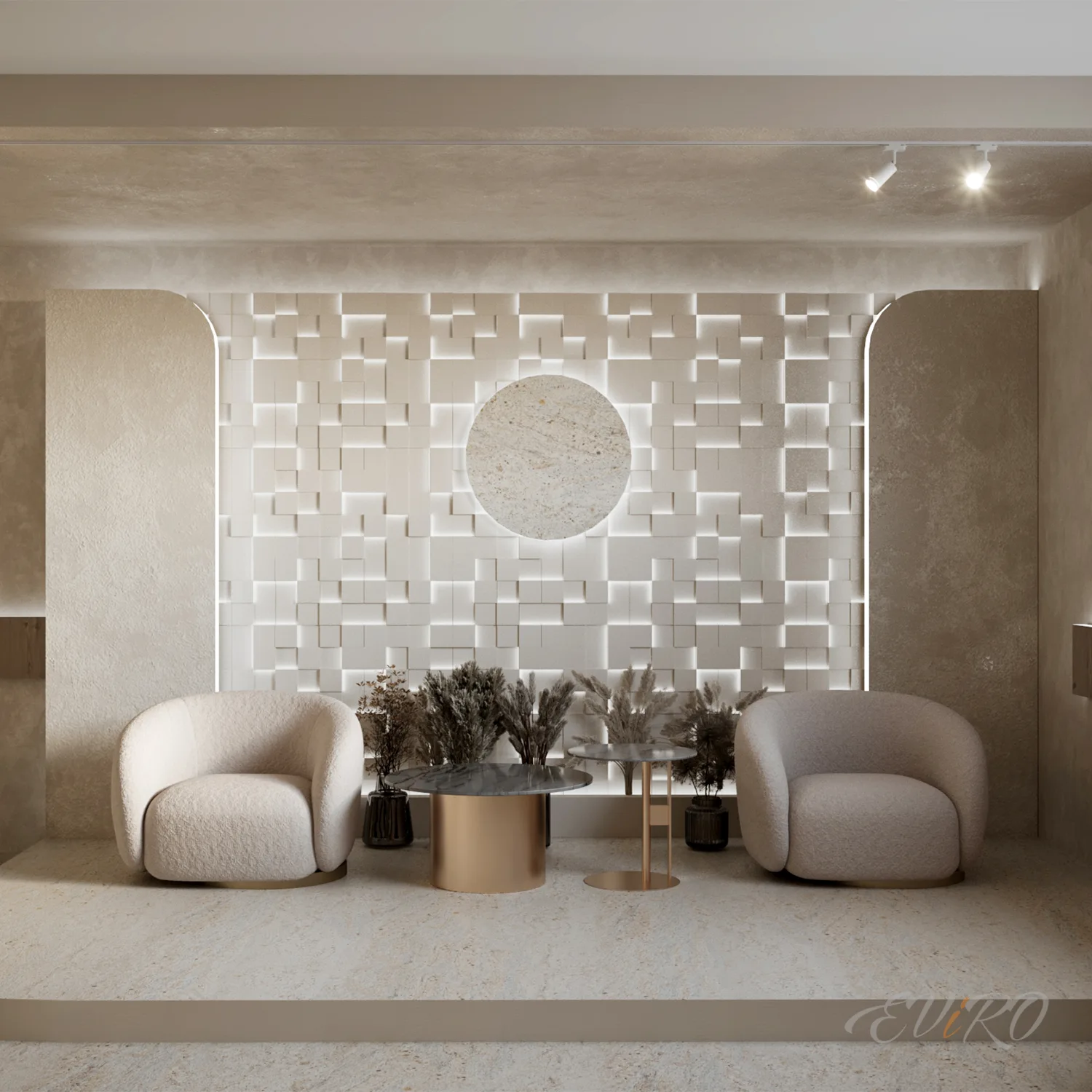 Световая гипсовая 3D панель EViRO Световые квадраты