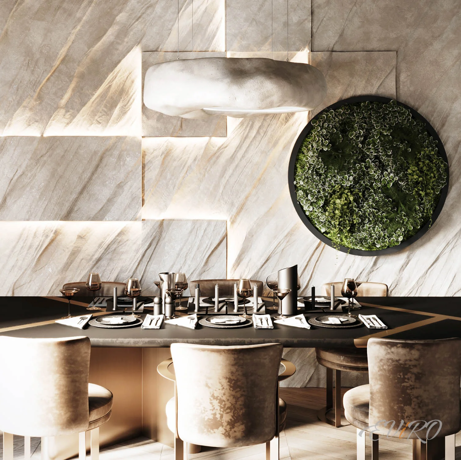 Гипсовая 3D панель EViRO Line Rock LED