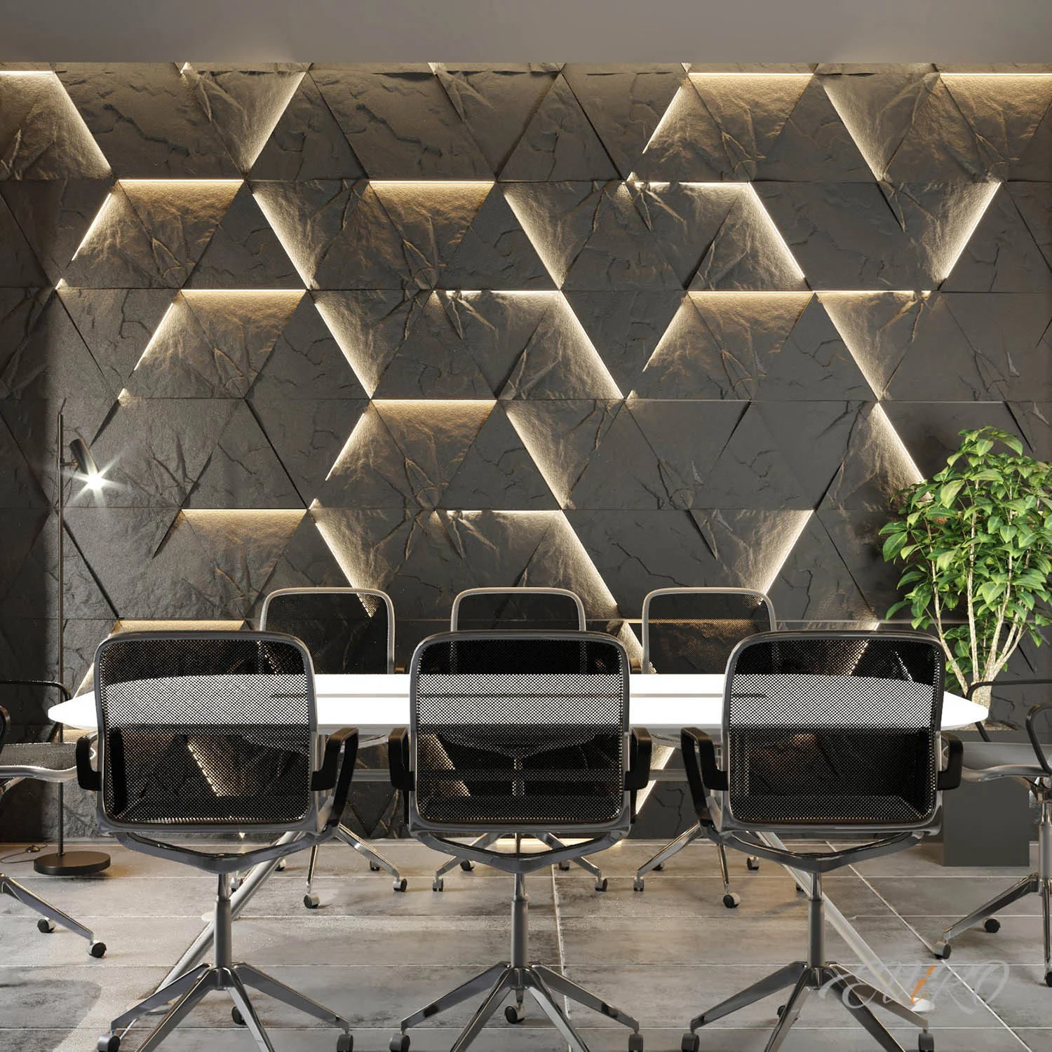 Гипсовая 3D панель EViRO Скальные треугольники (Exclusive Rock LED)